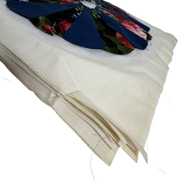 Handmade Dresden Plate Quilt Blocks Set Of 11 Floral & Navy Design Unfinished - Picture 6 of 7